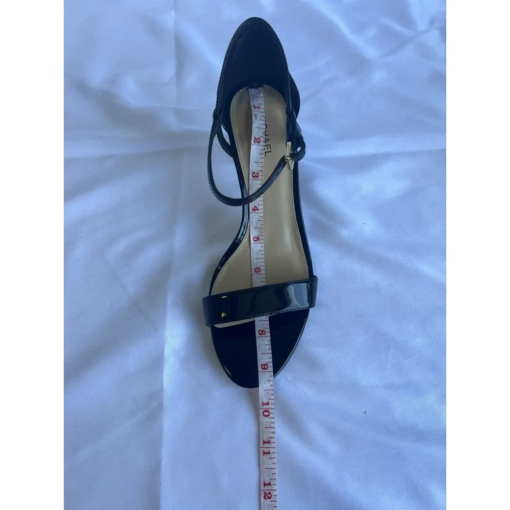 Michael Kors Black Patent Leather Stiletto Ankle Strap Sandals Heels Womens 7M
